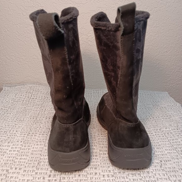 Lands' End women's suede & leaf print zip-up mid calf winter boots sz 8.5 B - Picture 3 of 12